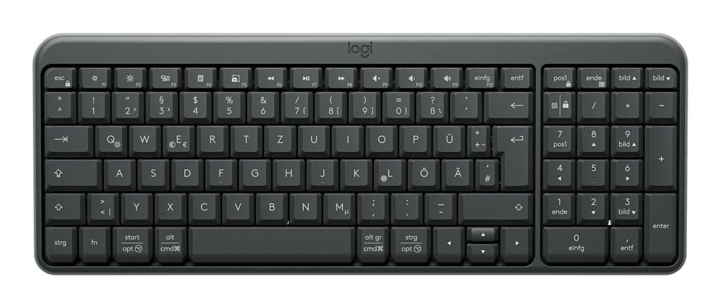 Logitech Universal Tastatur QWERTZ RF Wireless + Bluetooth K250 Compact Bluetooth (Graphit) 920-013484