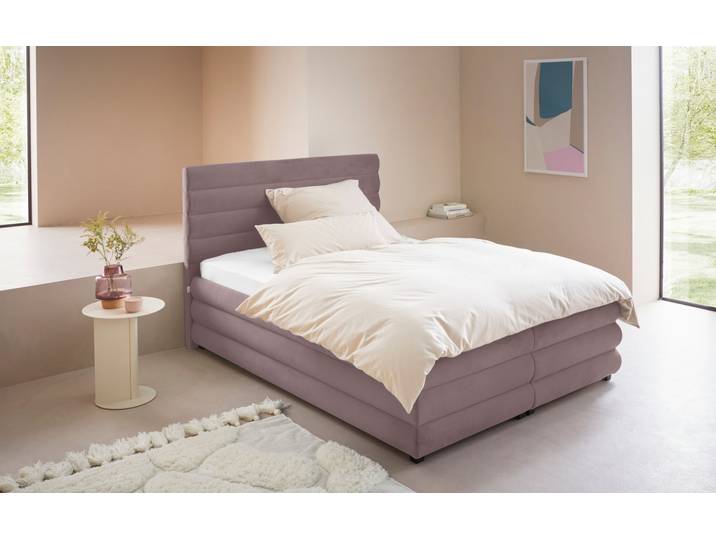 Polsterbett, 100% Polyester, Rosé, 152×211 cm, Mit Einbaulattenrost, Klassisch/Modern, LeGer