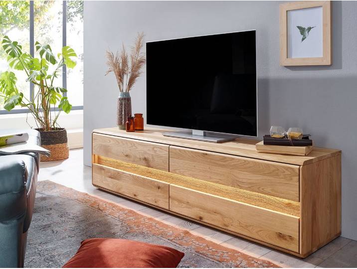 TV Board 184x48cm 'Berlin' Wildeiche massiv geölt