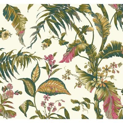 York Wallcoverings Fiji Garden White & Teal Wallpaper