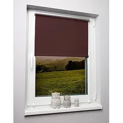 Rollo, Kettenzugrollo, Farbe braun, Blackout, Abdunklung, Hitzeschutz, Thermo-Blackout, nach Maß gefertigt oder in Standardgroeßen