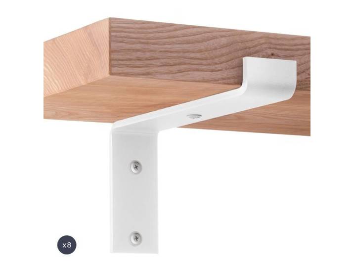 Support d'étagère murale HOLZBRINK - Lot de 8 - Forme en Z - Métal - Blanc