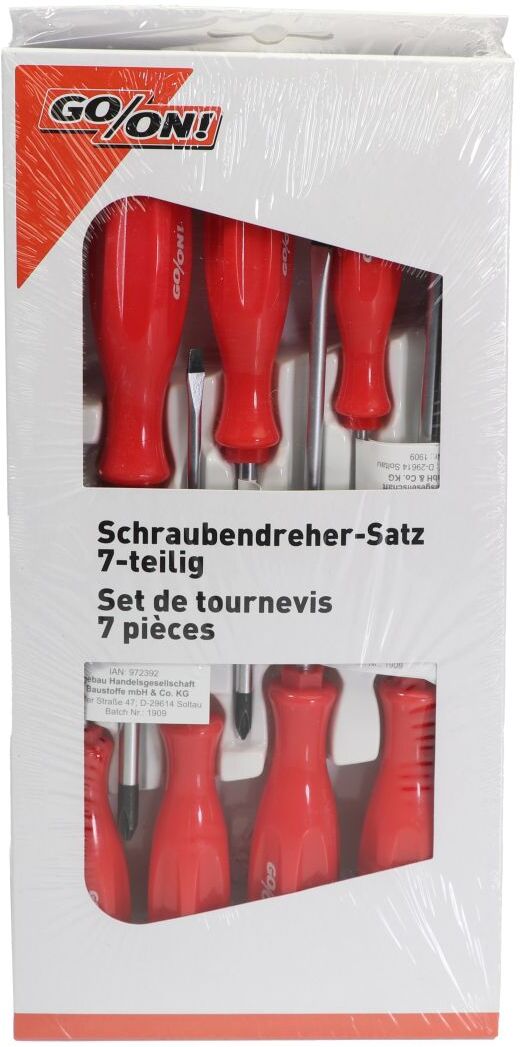 hagebau – Handelsgesellschaft für Baustoffe GO/ON Schraubendreher-Satz (Kreuz und Schlitz), 7-teilig