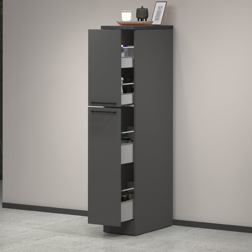 Dmora Buffet de cuisine effet bois anthracite, ardoise 30x60h165 cm