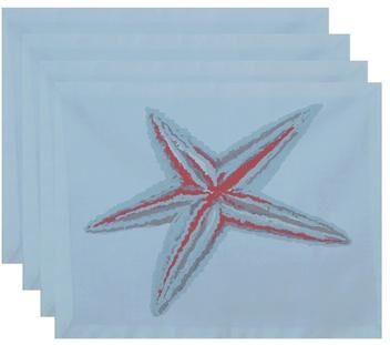 E by Design Star Fish Coastal Print Table Top Placemat (Set of 4)