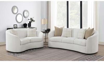 Coaster Rainn Boucle Upholstered Sloped Arm Sofa Set Latte