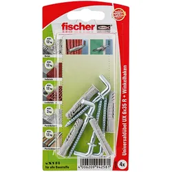 Fischer 4x Universaldübel UX 6x35 WH mit Winkelhaken - 94258