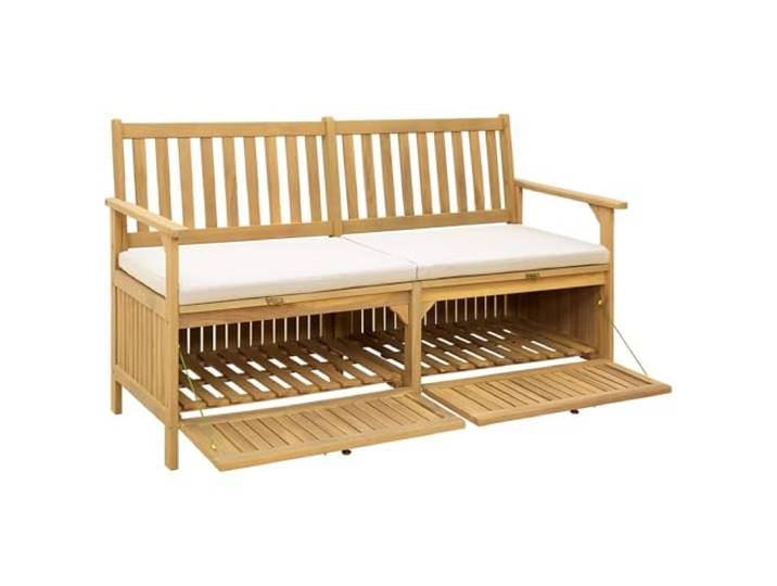 Keeushr Garten-Aufbewahrungsbank 2-Seater 148 x 63 x 84 cm Rechteckig Integrierter Stauraum unter Sitzfläche, ergonomische Rückenlehne, pflegeleicht, moderner Stil, Terrasse und Balkon