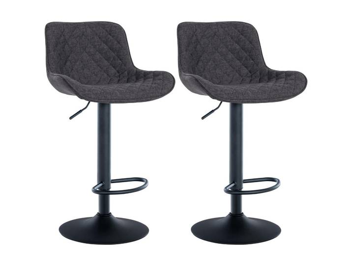 CLP Barhocker 2er Set Stoff Schwarz, Metall, 48x81x54 cm, Esszimmer, Barmöbel, Barhocker