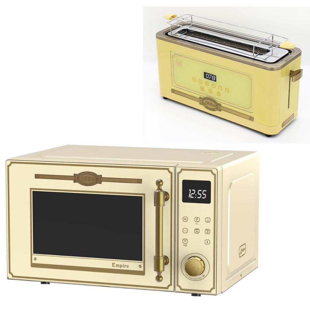Kaiser Empire M 2530 ElfEm Mikrowelle 25L Mikrowellenherd mit Heißluft Grill 25 Funktionen+Retro-Toaster Kaiser T 4000 ElfEm