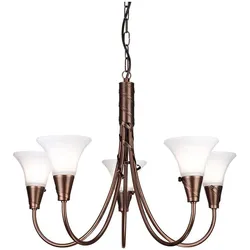 Elstead Lighting, Kronleuchter, Emily Kronleuchter E14 5-fach Kupfer Patina, Made in UK (64 cm)