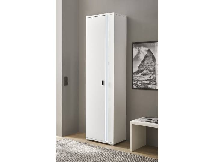Mehrzweckschrank HOME AFFAIRE LONG ISLAND , weiss (weiß), B:55cm H:200cm T:35cm, Holzwerkstoff, Schränke, Mehrzweckschrank, in moderner Trendfarbe,inklusive senkrechter Beleuchtung,Breite 55 cm