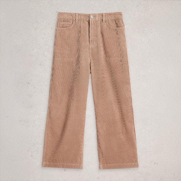 White Stuff Tia Cord Wide Leg Crop Trousers Light Natural Size 18