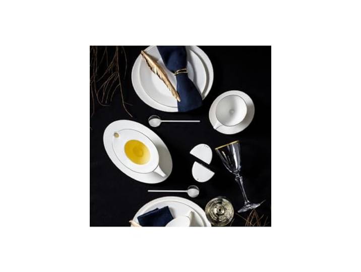 Jumbo Moon Gold 64-teiliges Tafelservice Geschirr-Set Fur 12 Personen, Porzellan, Runden, Suppenteller, Speiseteller, Kuchenteller, Schusseln, Flachteller klein
