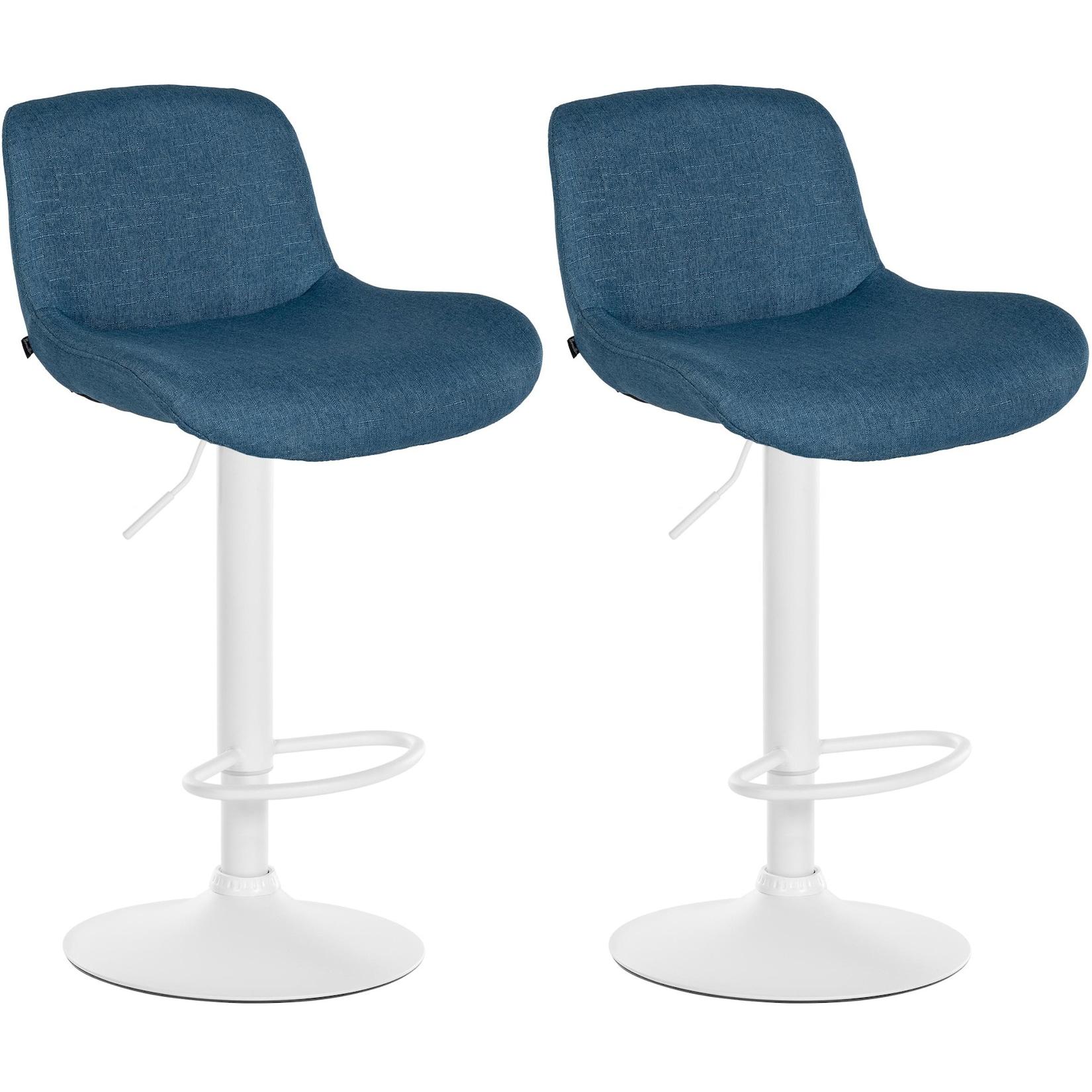 CLP 2er Set Barhocker Solon Weiß Stoff - Farbe: blau, Material: Stoff