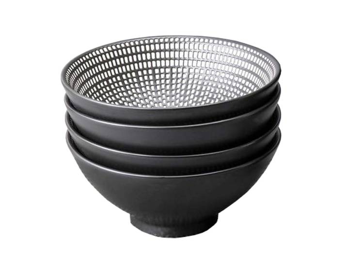 Bol en porcelaine noire et blanche d15 - lot de 4