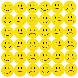 Oblique-Unique Bewertungspunkte 1834, 20 mm, gelb, Smileys mit 3 Emotionen, aus Papier, selbstklebend, 180 Stück