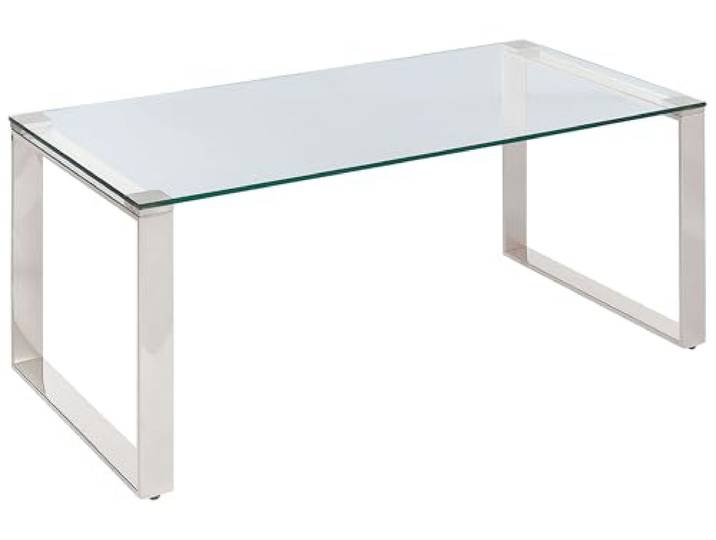 Beliani Couchtisch Silber Sicherheitsglas Rechteckig Moderner Glas, Poliert, Belastbarkeit 20 kg, 100 x 50 x 40 cm