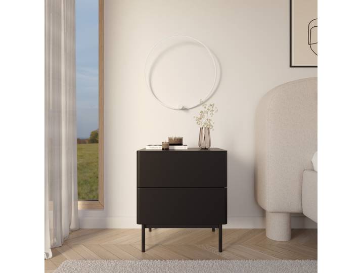 Nachttisch Olio mit zwei Schubladen 50 cm schwarz