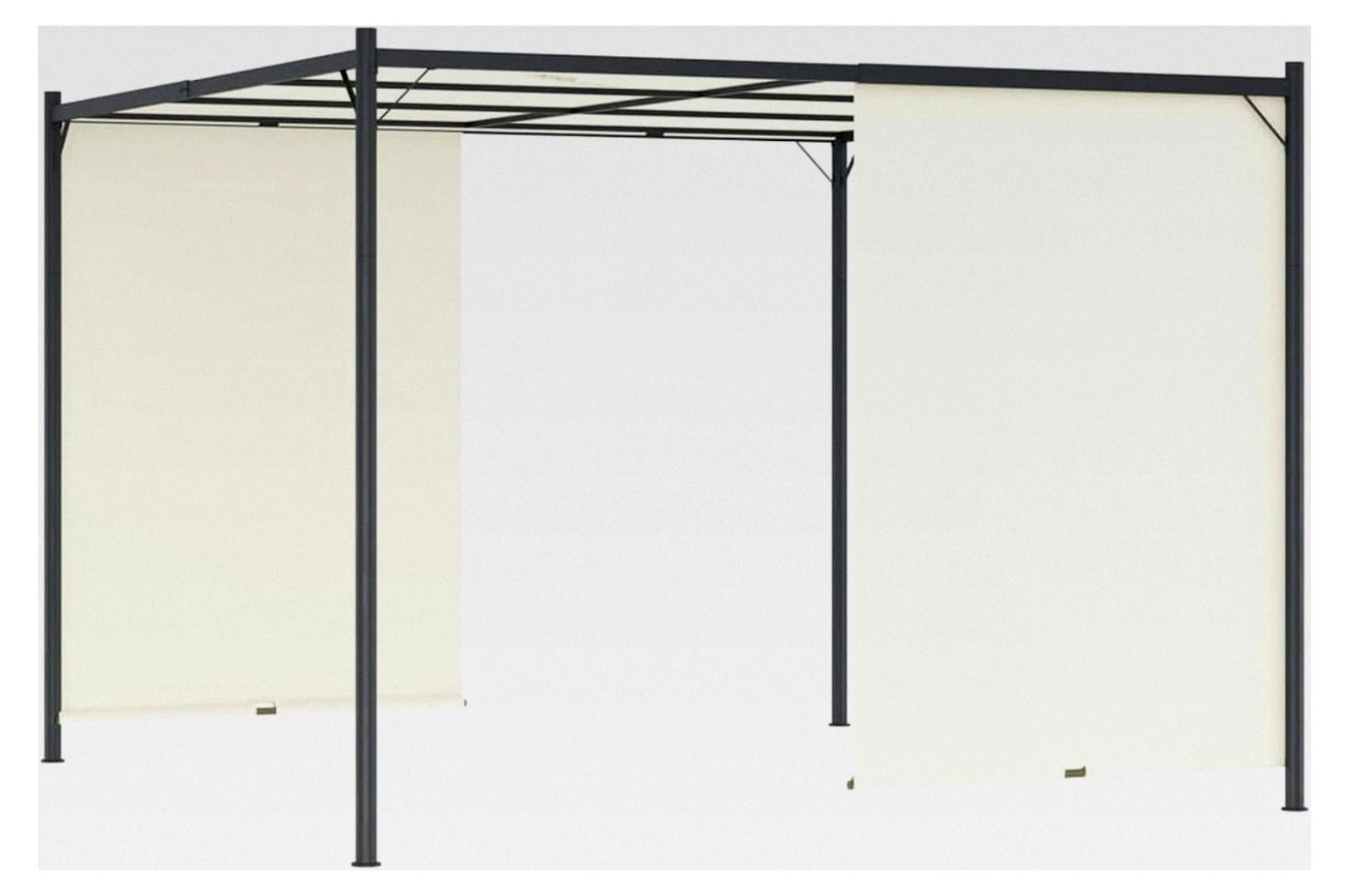 Pergola mit absenkbarem Dach - Cremeweiß - 3x3x2,25m - für Garten und Terrasse