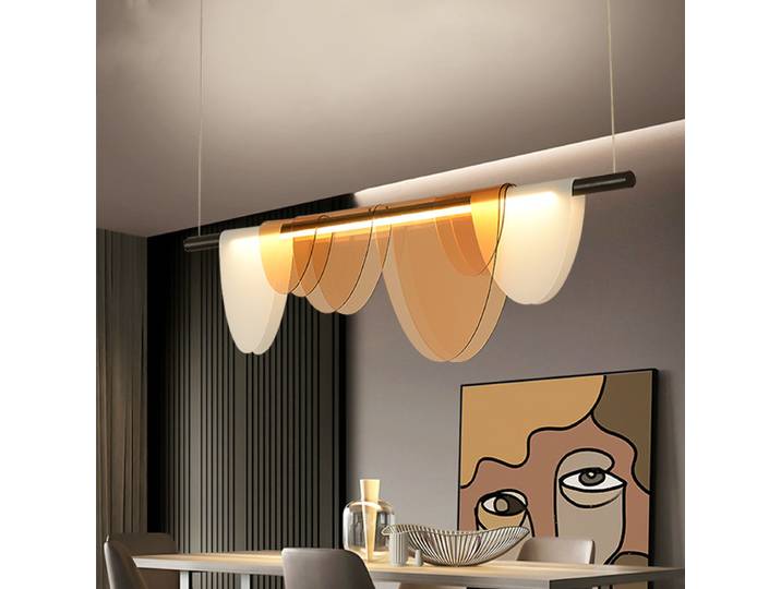Lampe suspendue en acrylique ambre bleu nordique, lampe suspendue Makaron pour salon, chambre à coucher, salle à manger