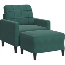 vidaXL Sessel mit Hocker Dunkelgrün 60 cm Samt
