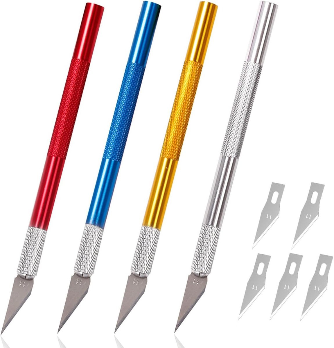 Set van 4 snijschalen en scalpel met reservemesjes voor kunstwerk en knutselen