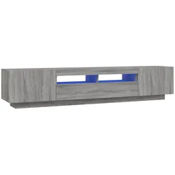 Helloshop26 - 2-teiliges Sonoma graues TV-Ständer-/Sideboard-Möbelset mit LED-Beleuchtung für Wohnzimmer Schlafzimmer und
