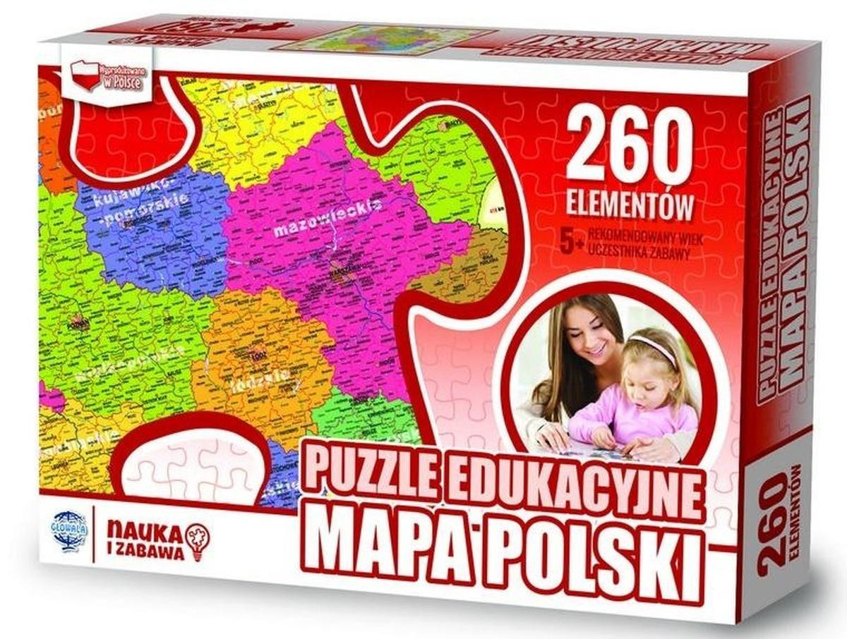 Zachem Educatieve Puzzel Kaart van Polen met 260 stukjes