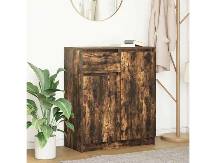 RJPLMFV Anrichte mit Schublade, Eiche, 71 x 35 x 84 cm, aus Holz 2 Türen, 2 Etagen, vielseitige Aufbewahrung, konfigurierbare Montage, einfache Reinigung
