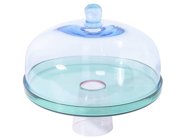 Tortenplatte Rhea transparent / blau / grün Glas