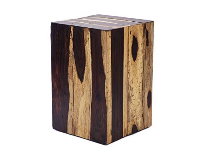 Brillibrum Beistelltisch Holz eckig – Echtholz Hocker – Unverwechselbarer Naturlook – Sitzhocker – Deko Holztisch – Massive Echtholzstruktur – 45 x 30 x 30 cm (H x B x T)