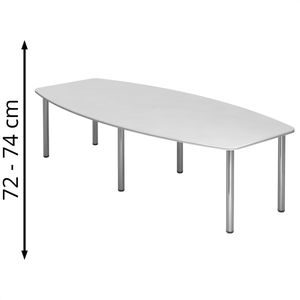 Hammerbacher Konferenztisch KT28C, Tonnenform, 280 x 72-74 x 78 / 130cm, weiß