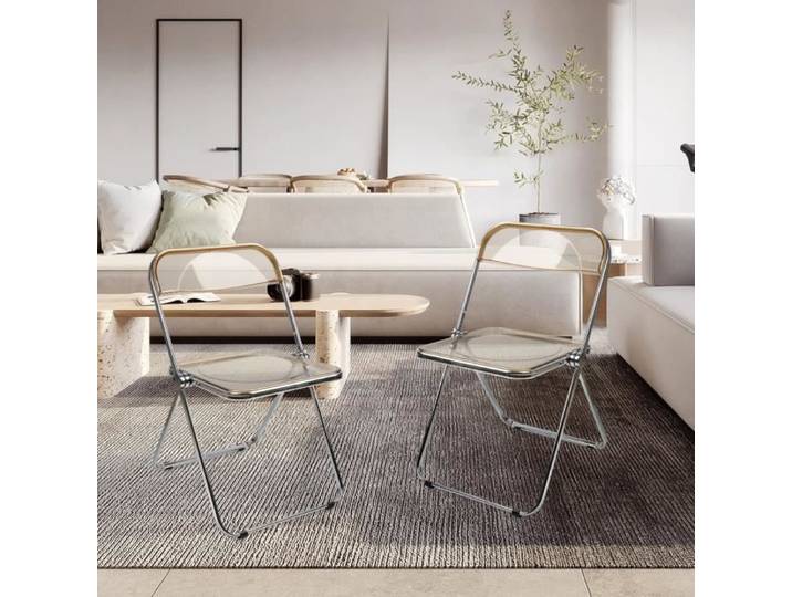Chaise pliante transparente - HOMEWELL - Lot de 2 - Ambre - 46*46*77CM