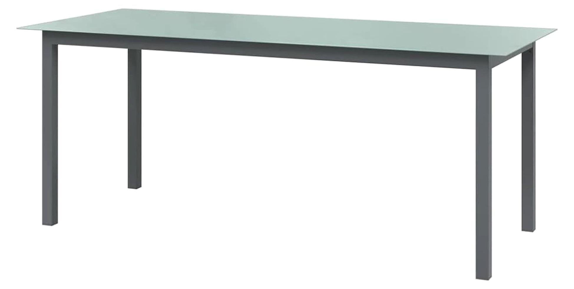 Gartentisch, Esstisch, Couchtisch, Balkontisch, Balkonmöbel Kleiner Balkon, Balkon Tisch, Beistelltisch, Hellgrau 190x90x74 cm Aluminium und Glas