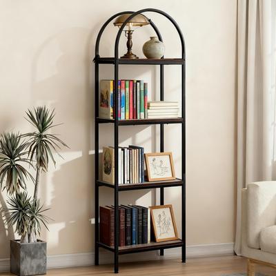 Garvee Arched Bookshelf - Industrial Open Bookcase, Modern Display Shelving Unit with Metal Frame