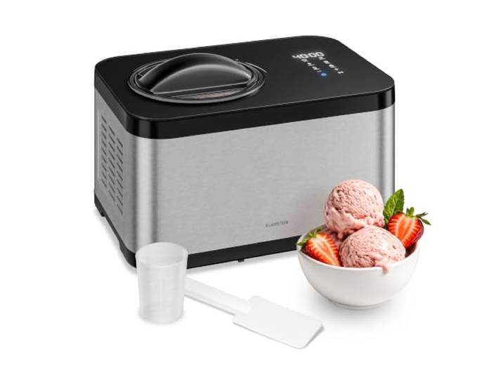 Klarstein Verosteel Sorbetière – 1\,5 L\, compresseur\, 150 W\, crème glacée\, granité\, yaourt et sorbet\, écran tactile\, 4 programmes