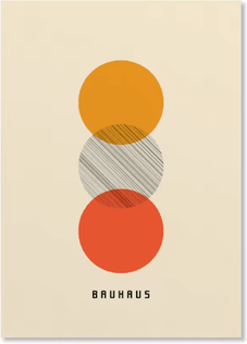 Inspire Picks Abstract Bauhaus Orange Wall Art Modern Geometric Sunrise Bicycle Poster 14 20x30cm No Frame