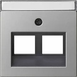 Gira System 55 Zentralplatte, Modular-Jack, 2f, edelstahl, Befestigung mit Schraube, ohne Beschriftungsfeld, 2640600