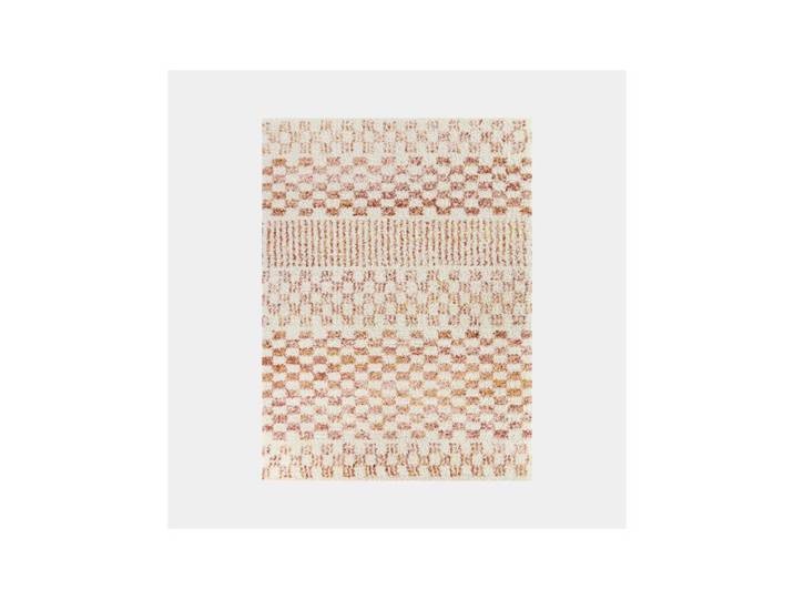 Tapis damier à poils longs - Pixel - Effet terracotta - 200 x 290 cm