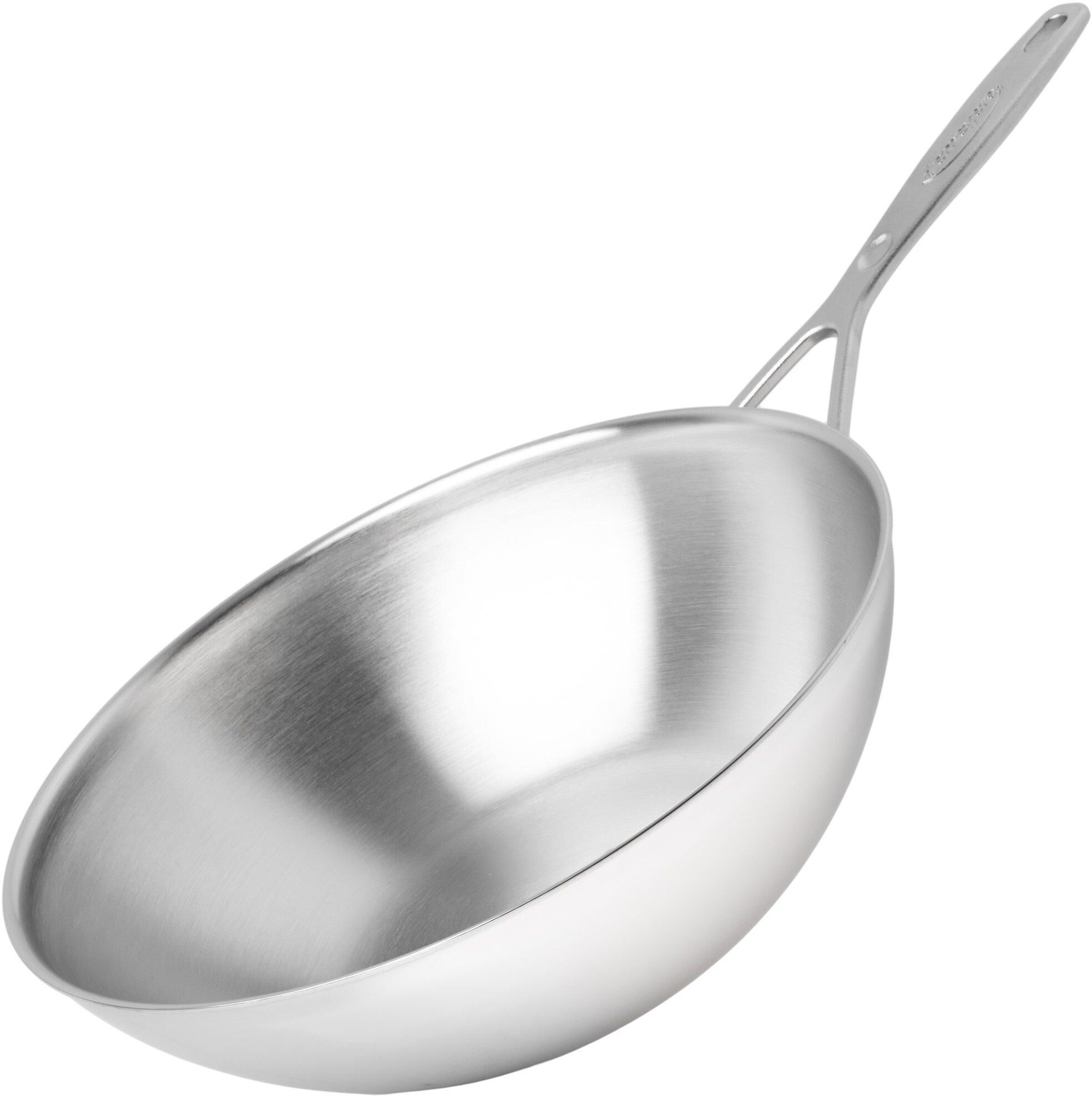 Demeyere Industry 5, 1005382 wok con fondo piatto in acciaio inossidabile, 30 cm