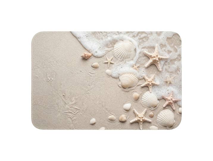 BADEMATTE Muscheln - Seesterne - Strand Rutschfest 60x40 cm