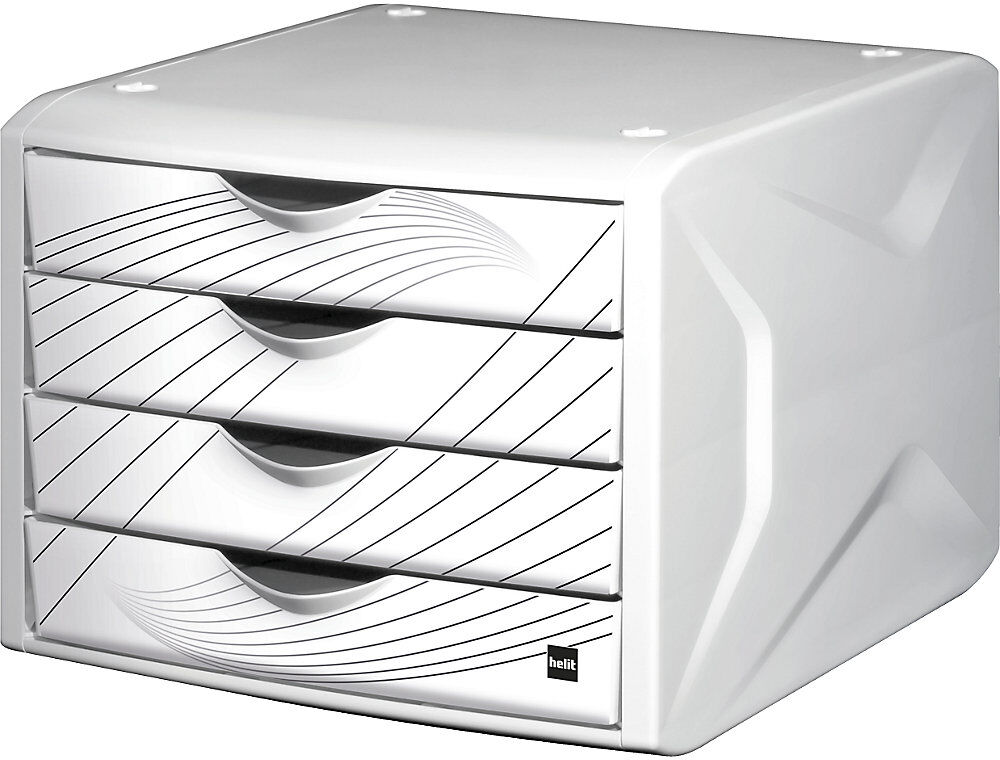 Schubladenbox, HxBxT 212 x 262 x 330 mm, VE 5 Stk, Schubladendesign white queen helit