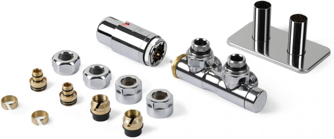 Terma TWINS - Set Thermostat-Verbundeckventil rechts, TGETTWINP, freie Farbwahl TGETTWINP