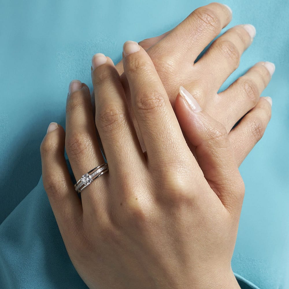Solitaire Cleor En Argent 925/1000 Et Oxyde Femme