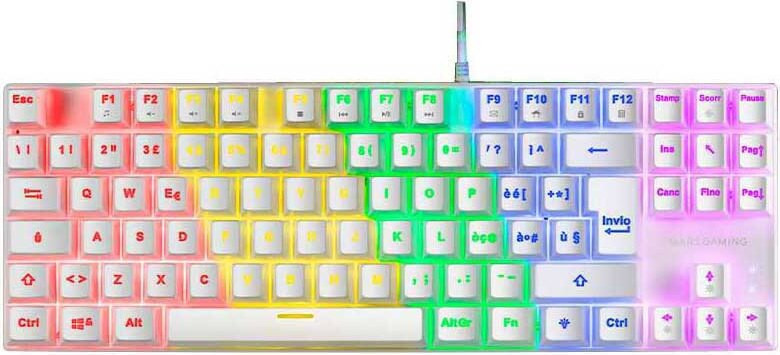 Mars Gaming MK80W Mechanisch Gaming Toetsenbord met RGB LED-verlichting, USB, QWERTY, Wit