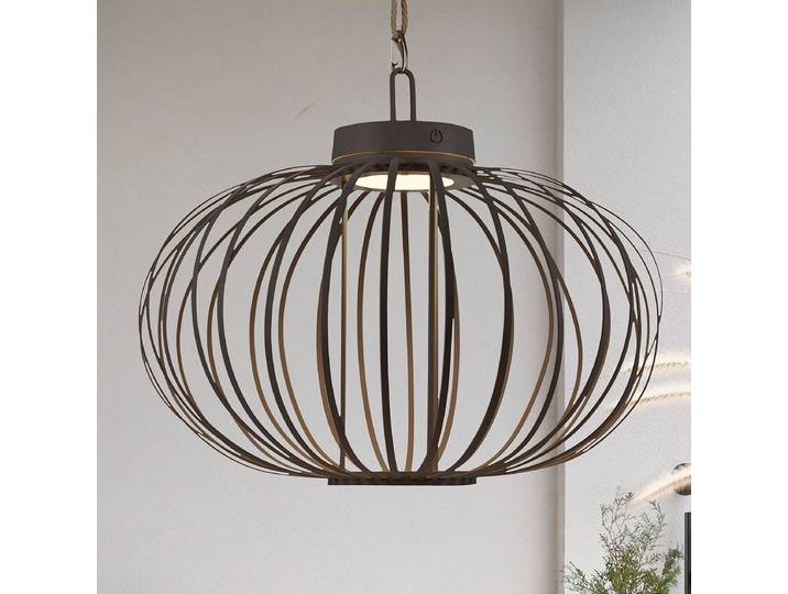 LED-Pendelleuchte Ø 46cm Schwarz/Schwarz Bambus, lackiert LED LED-Platine