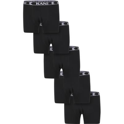 Boxershorts KARL KANI "Karl Kani Retro Tape 5 Pack Boxer Briefs", Herren, Gr. S, 1 Stk., schwarz, 95% Baumwolle, 5% Elasthan, unifarben, Unterhosen