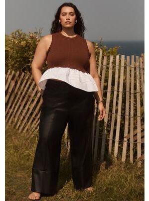 Plus Size Women's Sleeveless Peplum Sweater by June & Vie in Cappuccino (Size 18/20)