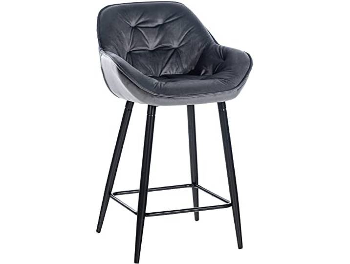 CLP Barhocker Gibson I Gepolsterter Tresenstuhl Mit Fußstütze, Farbe: dunkelgrau, Material: Samt